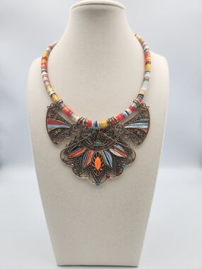 Multicolor Bohemian Statement Necklace - Vibrant Color Accents